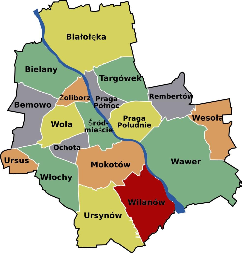 Karta okolice u Varšavi