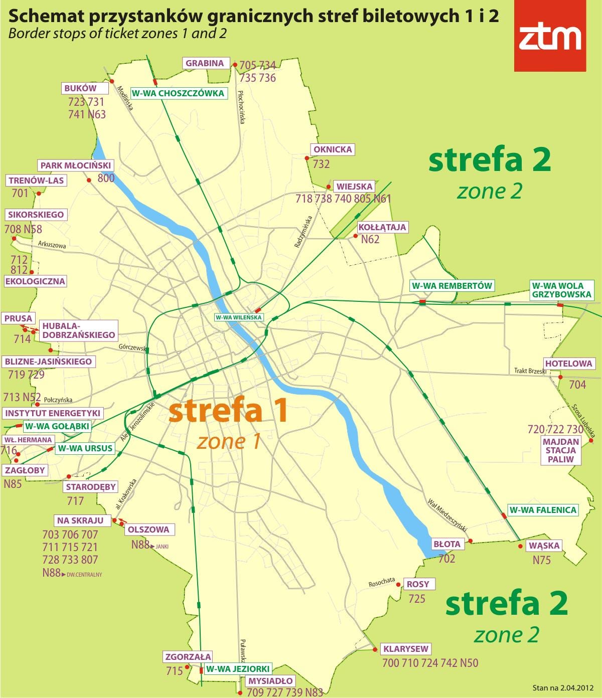 Varšava zone 1 kartica