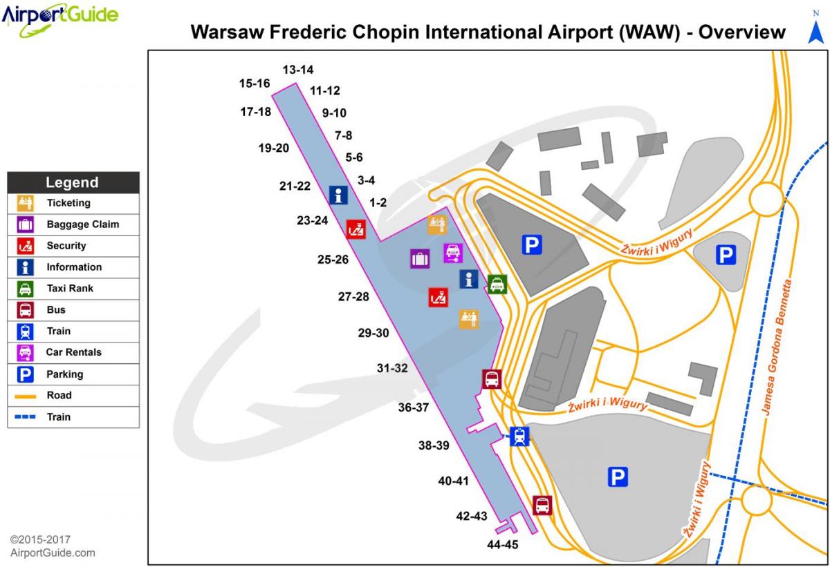 Zračna luka Varšava Frederic Chopin karti